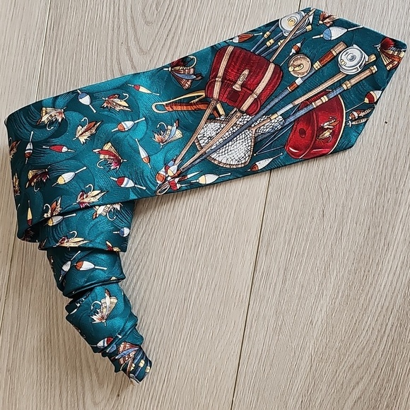 Chaps Ralph Lauren Fly Fishing Silk Tie - Picture 1 of 10